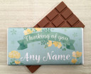 Personalised Thinking of You Green Flower Design Milk Chocolate Bar