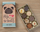 Luxury Belgian Chocolates Happy Birthday Personalised Pug design