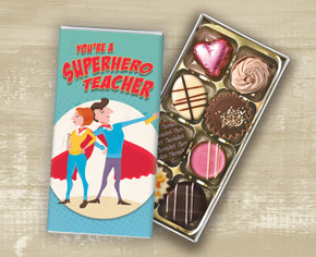Luxury Chocolate Thank You Gift Box 'Super Hero Teacher' design