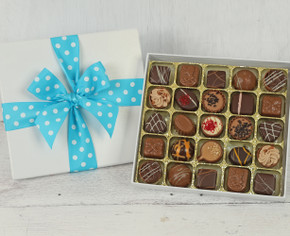 1073 Executive Chocolate Collection in white box with turquoise ribbon 1073 Executive Chocolate Collection in white box with turquoise ribbon