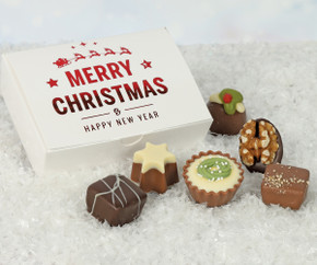 2928 Merry Christmas and Happy New Year 6 Chocolate Ballotin 2928 Merry Christmas and Happy New Year 6 Chocolate Ballotin