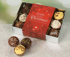 4120 Cocoa Couture 12 Festive Cupcake Style Chocolates with Clear Lid