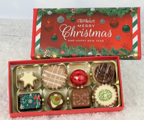 Merry Christmas 8 Chocolate Box with Garland Wrapper Merry Christmas 8 Chocolate Box with Garland Wrapper