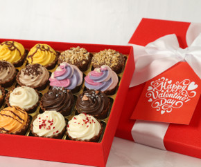 5536 Red Sparkle Valentines Day 16 Cupcake style Chocolates made from Belgian Chocolates