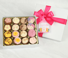 3942 Cupcake Style Chocolate Assortment. 16 Pieces with Ribbon & Gift Tag