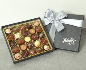 7042 Fathers Day Chocolate Collection in black box with Silver ribbon