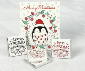 7438 Penguin Gift Box with Chocolate Squares. Cute Table Favour
