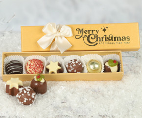 7952 Gold Merry Christmas Collection with 6 Chocolates in Long Box