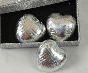 7535 Silver Sparkle Box with 3 Milk Chocolate Hearts