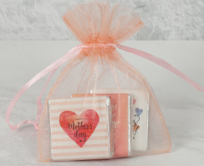 4956 Pink Sheer Bag with 3 Mother's Day Neapolitan Chocolates