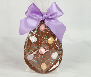 7540 Chunky Flat Milk Chocolate Easter Egg Topped with Mini Eggs