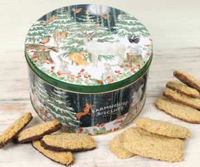 4624 Woodland Scene Large Biscuit Tin With Chocolate & Oat Flips