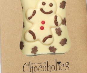 1051 White Chocolate Bar topped with Chocolate Gingerbread Characters 1051 White Chocolate Bar topped with Chocolate Gingerbread Characters