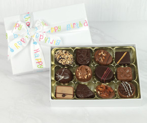 8811 - 12 Belgian Chocolate Gift Box with Happy Birthday Ribbon