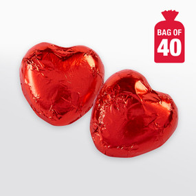 Milk Chocolate Hearts in Red Foil - Bag of 40