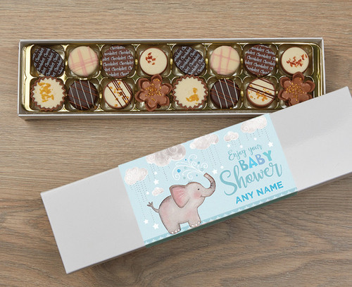 Personalised Baby Shower Gift Box with Luxury Chocolate and Blue Elephant
