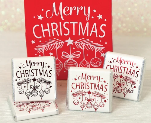 Merry Christmas Red Bauble Box with 4 Milk Orange Chocolates