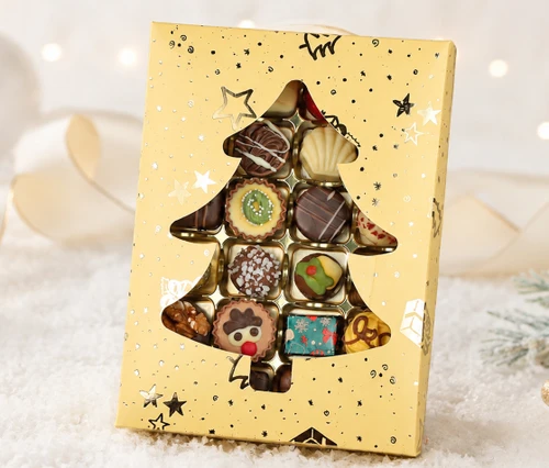 1012 Gold Christmas Tree 24 Luxury Chocolate Box Selection
