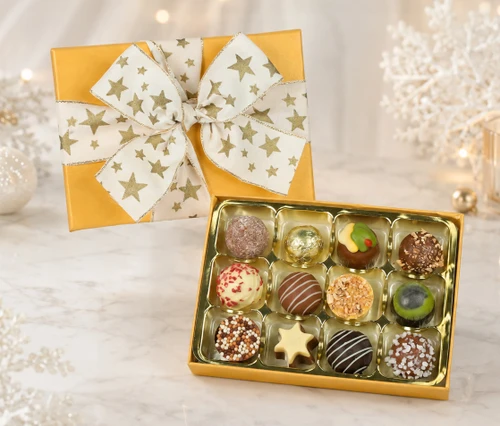5104 Gold 12 Chocolate Selection with Luxury Gluten Free Festive Chocolates