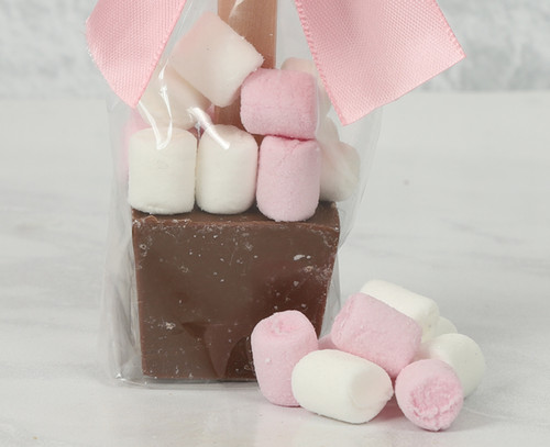 7527 Hot Chocolate Stirrer with Marshmallows and Pink Bow