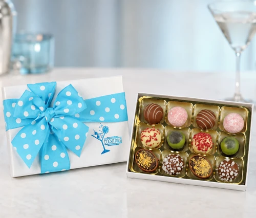 7106 Cocktail Selection with 12 Cocktail Flavoured Chocolates & Blue Ribbon