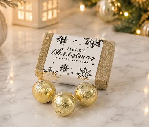 4118 Gold Sparkle Box with 3 White Chocolate Truffles