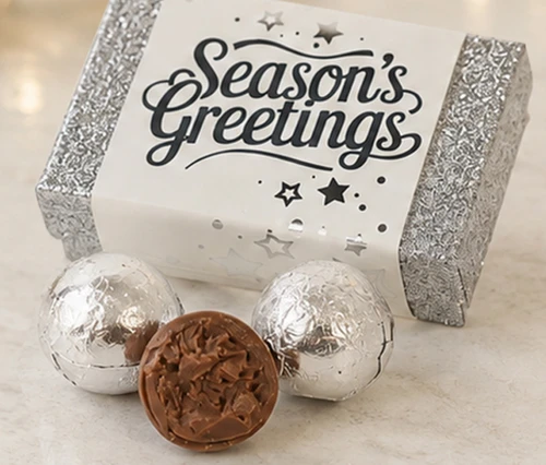 Silver Sparkle Gift Box with 3 Milk Chocolate Truffles