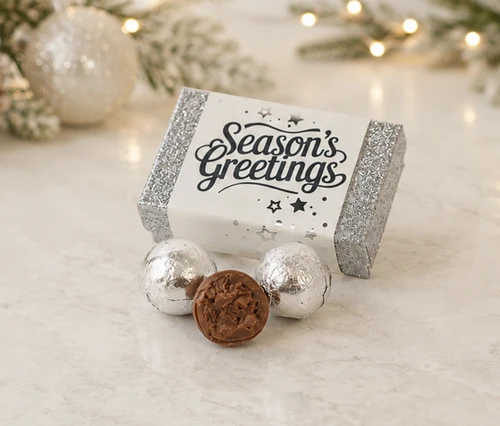 7535 Silver Sparkle Box with 3 Milk Chocolate Truffles