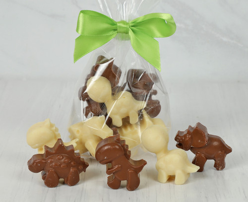8851 Milk & White Chocolate Dinosaurs in a Bag. Handmade with Love