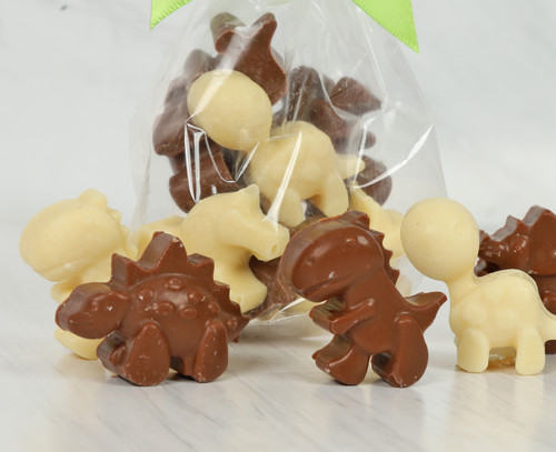 8851 Milk & White Chocolate Dinosaurs in a Bag. Handmade with Love