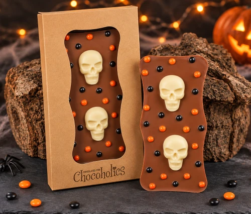 6354 Spooky Skull Handmade Chocolate Bar