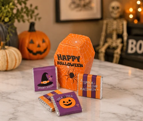 7930 Halloween Coffin Filled with 4 Milk Chocolate Squares