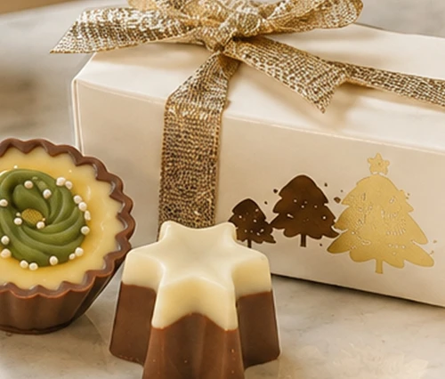 Gold 2 Chocolate Gift Box with a Christmas Tree Design