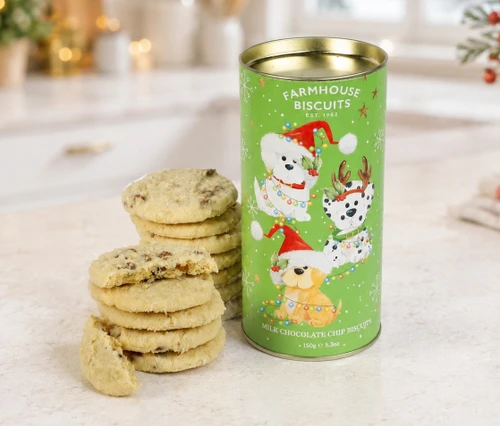 5114 Christmas Dogs Chocolate Chip Biscuit Tube