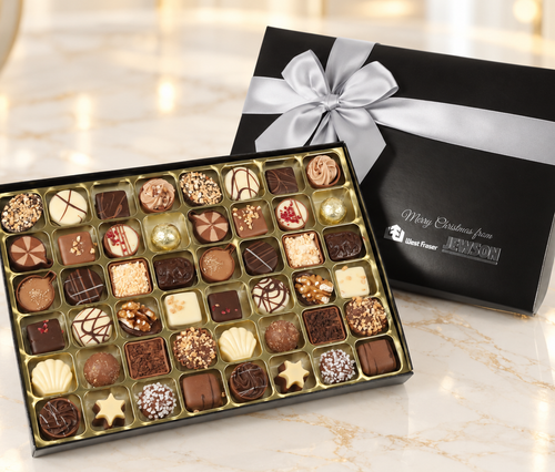 Corporate Gift Box with 48 Luxury Chocolates & Metallic Foil Print