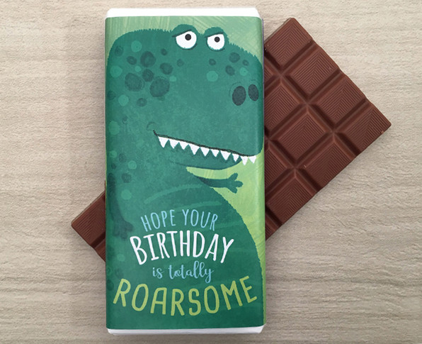 Birthday Milk Chocolate Bar 100g - Dinosaur design