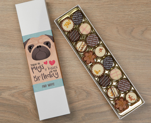 Personalised Luxury Chocolates Happy Birthday pug