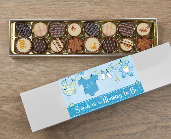 Personalised 16 Luxury Chocolates in a Box - Mummy to be blue wrapper