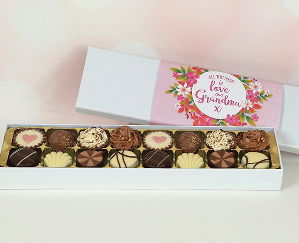 5597 Grandma 16 Luxury Chocolates with Pink Floral Wrapper