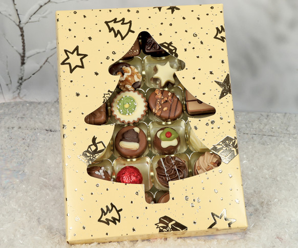 Gold Christmas Tree 24 Luxury Chocolate Box Selection