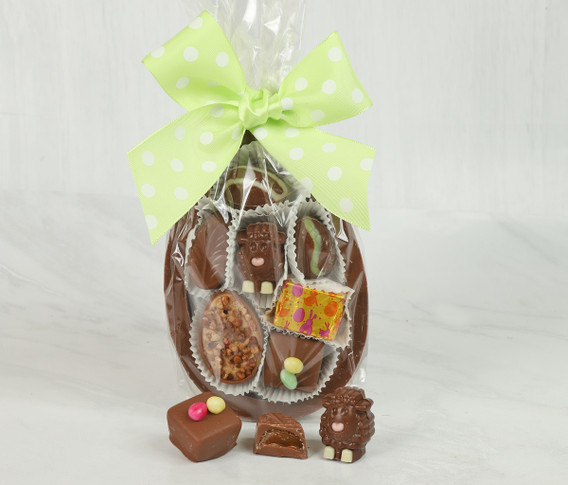 7191 Chunky Half Milk Easter Egg Shell filled with 7 Luxury Belgian Milk Chocolates