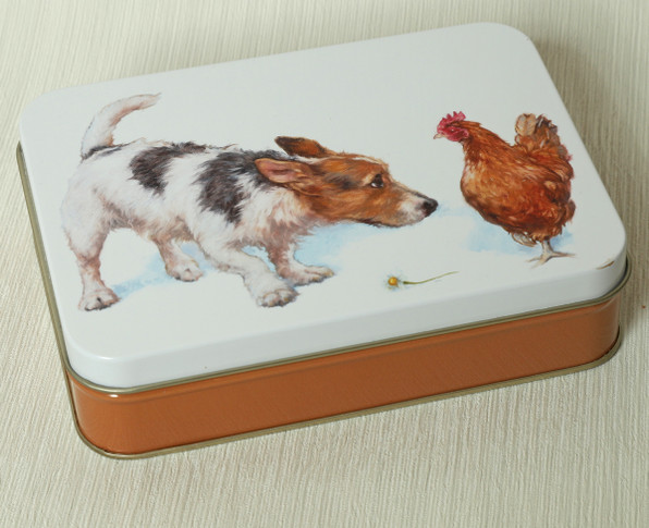 7504 Dog & Chicken Best Friends Tin by Jo Stockdale with Luxury Chocolates