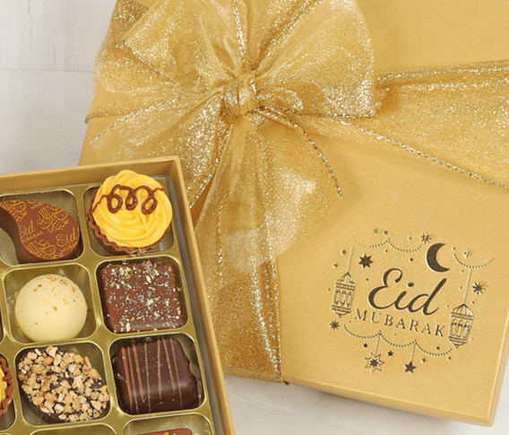 Box of 25 Luxury Belgian Chocolates to celebrate Eid in Gold Box - 5785
