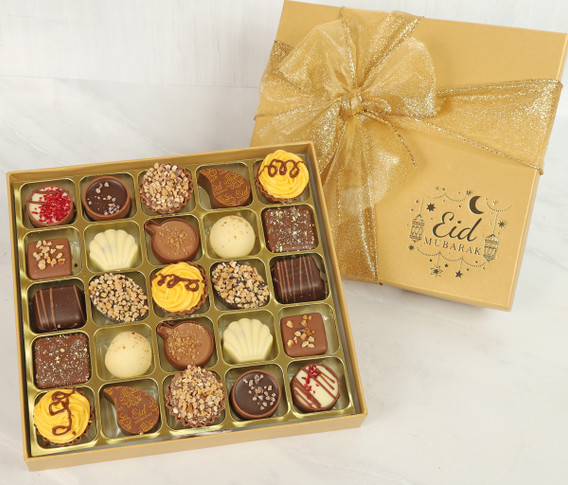 5785 Box of 25 Luxury Belgian Chocolates to celebrate Eid in Gold Box