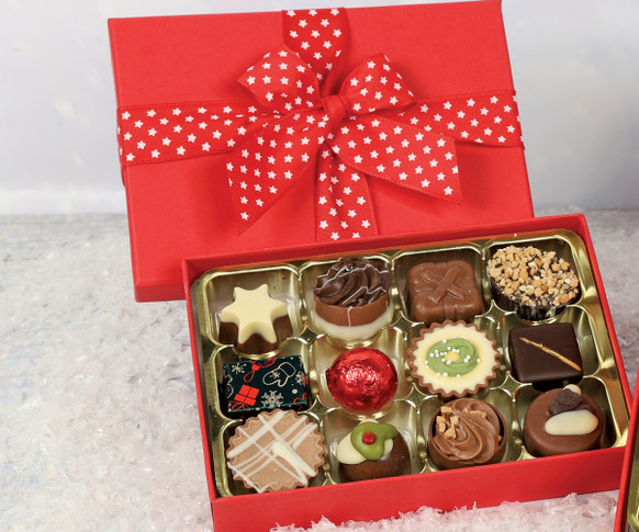 1100 Red Festive 12 Choc Gift Box - A Perfect Stocking Filler
