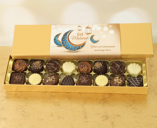 Box of 16 Luxury Belgian Chocolates with Personalised Eid Wrapper