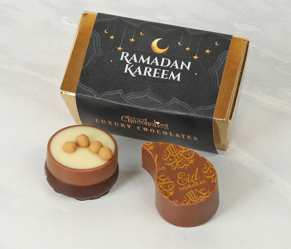 Ramadan Kareem 2 Chocolate Box with Moon & Star Wrapper - 8738