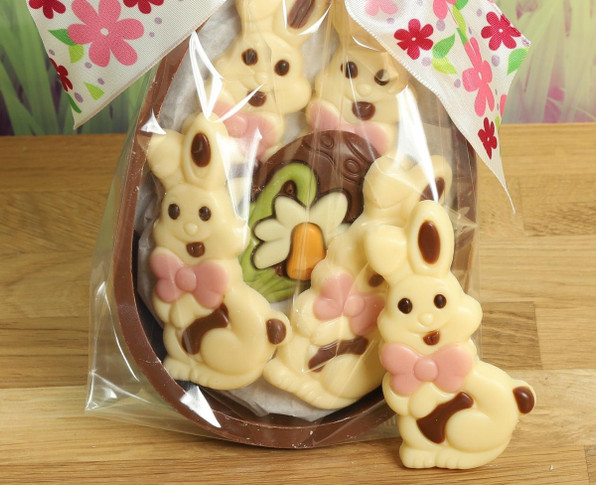 4 White Rabbits in Milk Chocolate Easter Egg