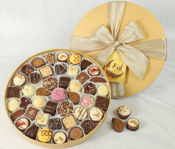 Luxury Eid 44 Chocolate Gift Box with Eid Mubarak, Ramadan or Umrah Gift Tag