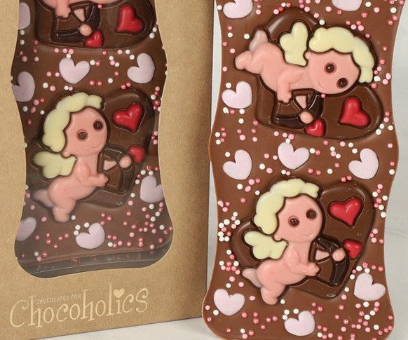 Valentines Milk Chocolate Bar with Cute Cupid Character